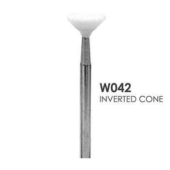 White Mounted Grinding Stones - W042 - Inverted Cone (100 pcs)