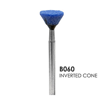 Blue Mounted Grinding Stones - B060 - Inverted Cone (100 pcs)