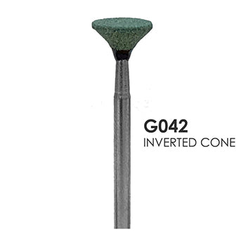 Green Mounted Grinding Stones - G042 - Inverted Cone (100 pcs)