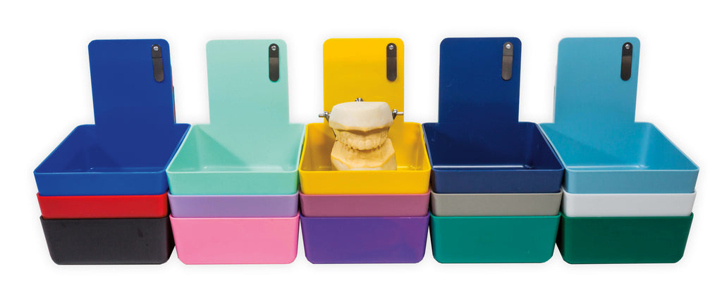 Sky Blue Dental Lab Pans With Stainless Steel Clips | 12-Pack, 7" X 5.75" X 2.5" | Made In USA